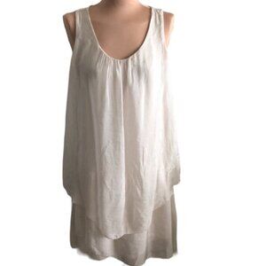 Allegra Dress Double Layered Classic Sleeveless Silk Beige Sz. M